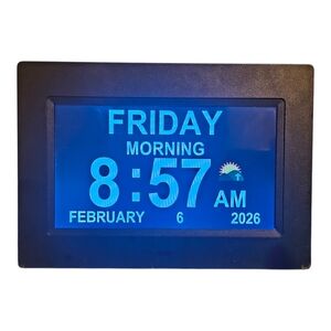 Digital Day Clock with Blue Display